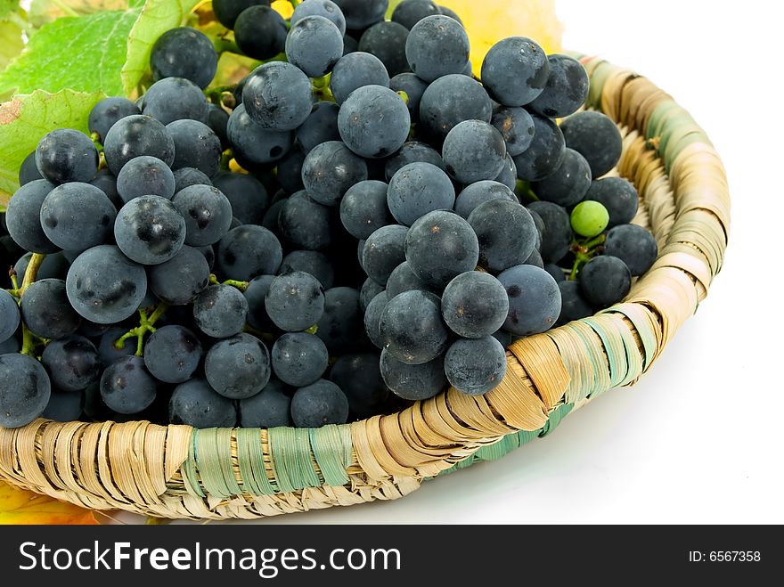 Fresh grapes in a basket.