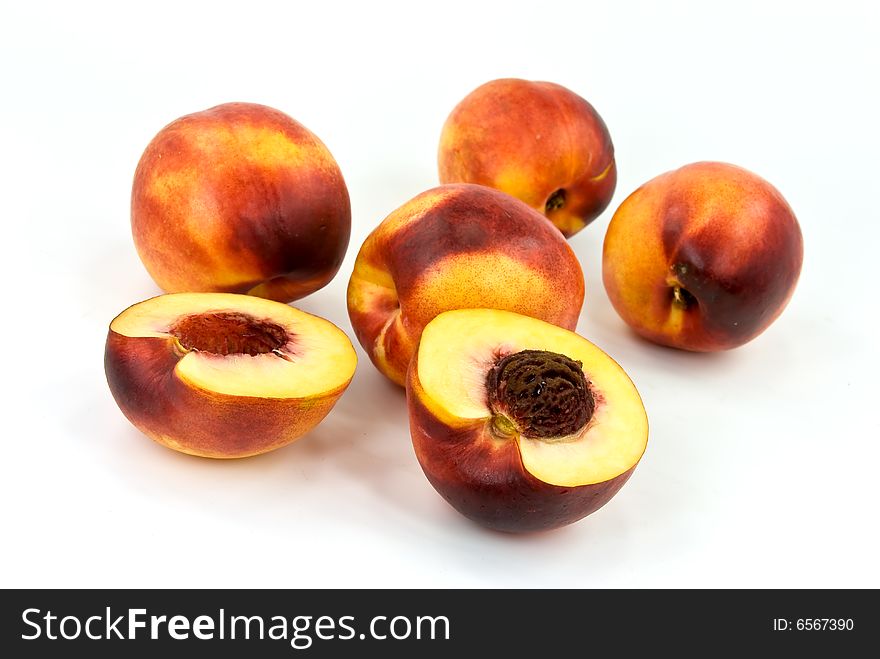 Fresh nectarine on white background