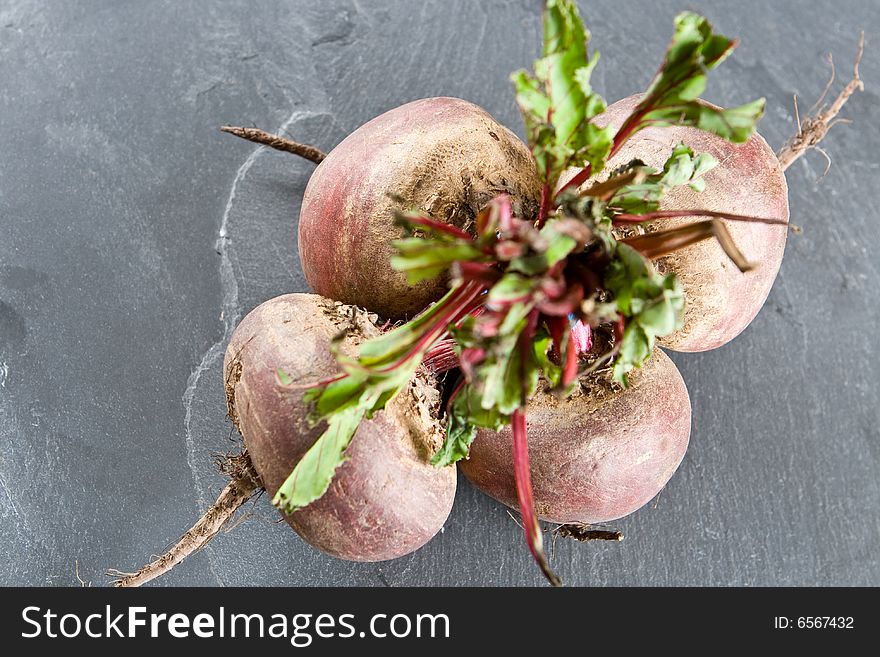 Bunch of fresh beetroot shot from above