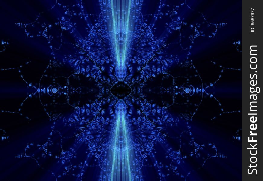 Fantasy mirrored blue abstract with shines