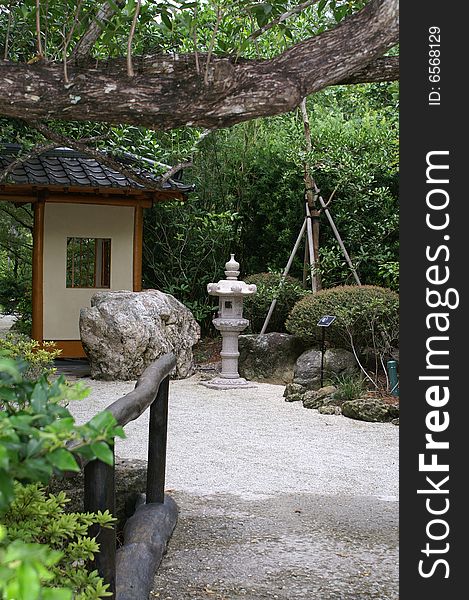 This is an entrance to a japanese garden