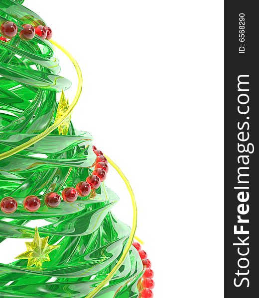 The rendered stylized Christmas glass pine tree. The rendered stylized Christmas glass pine tree