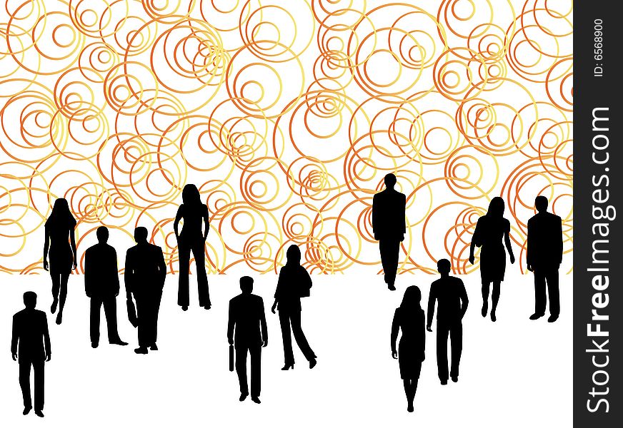 Illustration of business people, circles