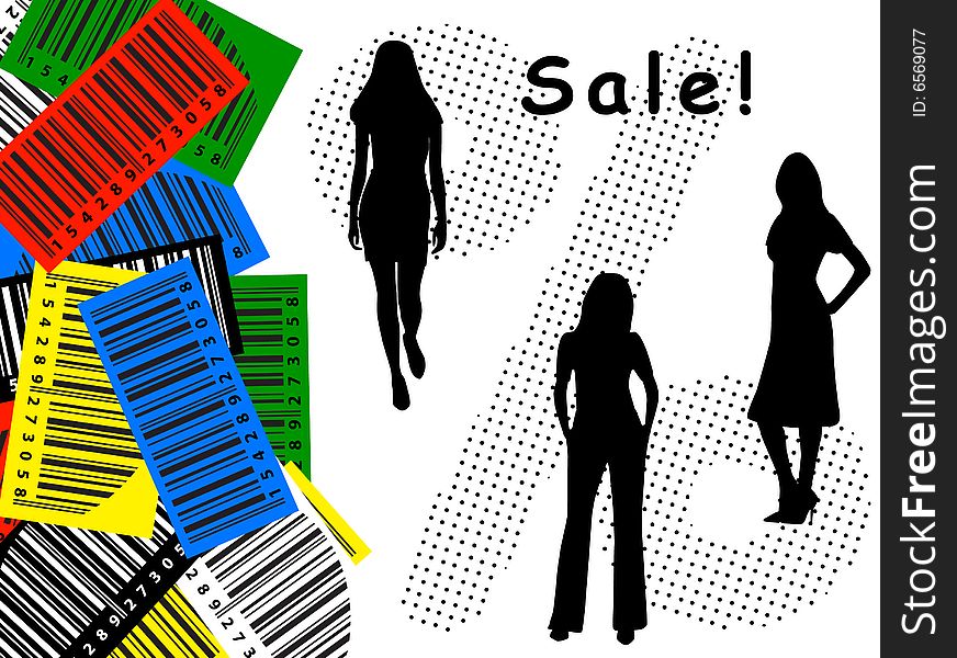 Illustration of bar-code, sale, silhouette