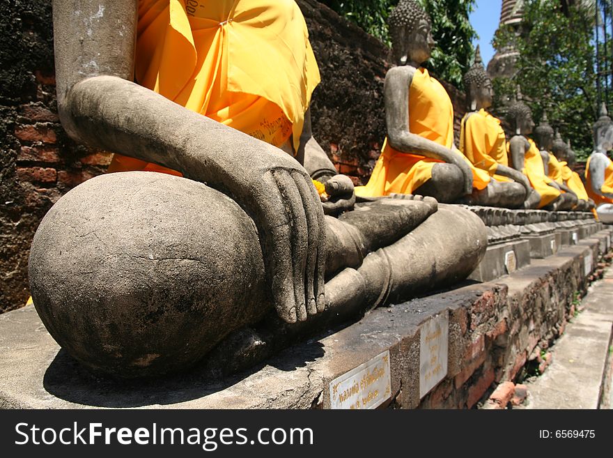 Buddha sculptures in Lotus position