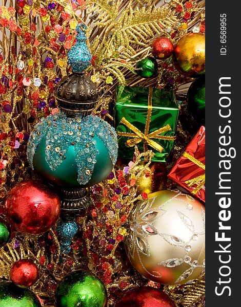 Colorful decorative Christmas ornaments for holidays. Colorful decorative Christmas ornaments for holidays