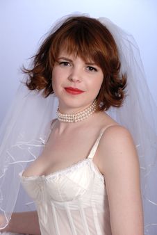 Cute Retro Fifties Bride In Lingerie Royalty Free Stock Photo