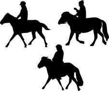 Three Horsemen Silhouettes Stock Image