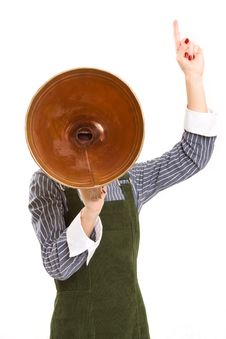 Business Woman Shouting Into A Megaphone Stock Photography Business Woman Shouting Into A Megaphone Stock Photography