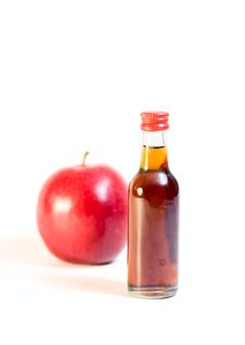 Bottle And Apple Isolated On White Stock Photos Bottle And Apple Isolated On White Stock Photos