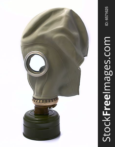 The gas mask on a white background is isolated empty