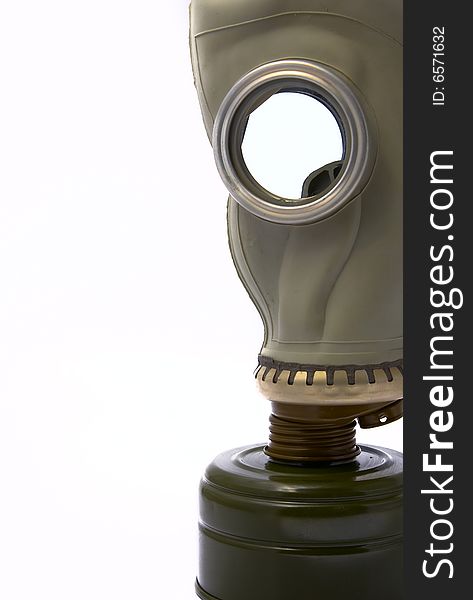 The gas mask on a white background is isolated empty