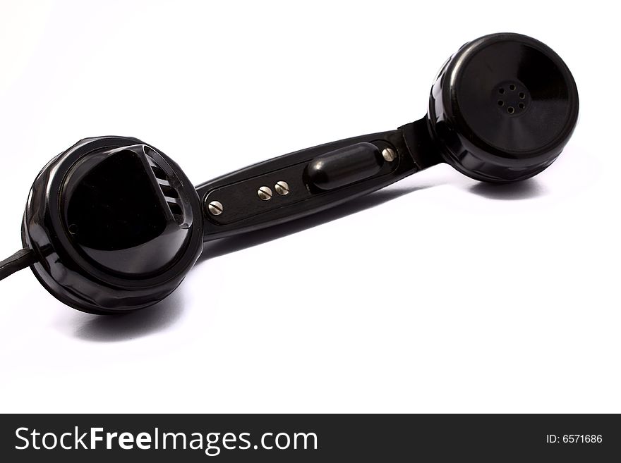 Black telephone tube on a white background isolated with the button