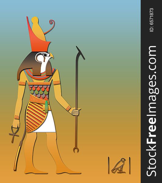 Horos the egyptian god of sky illustration