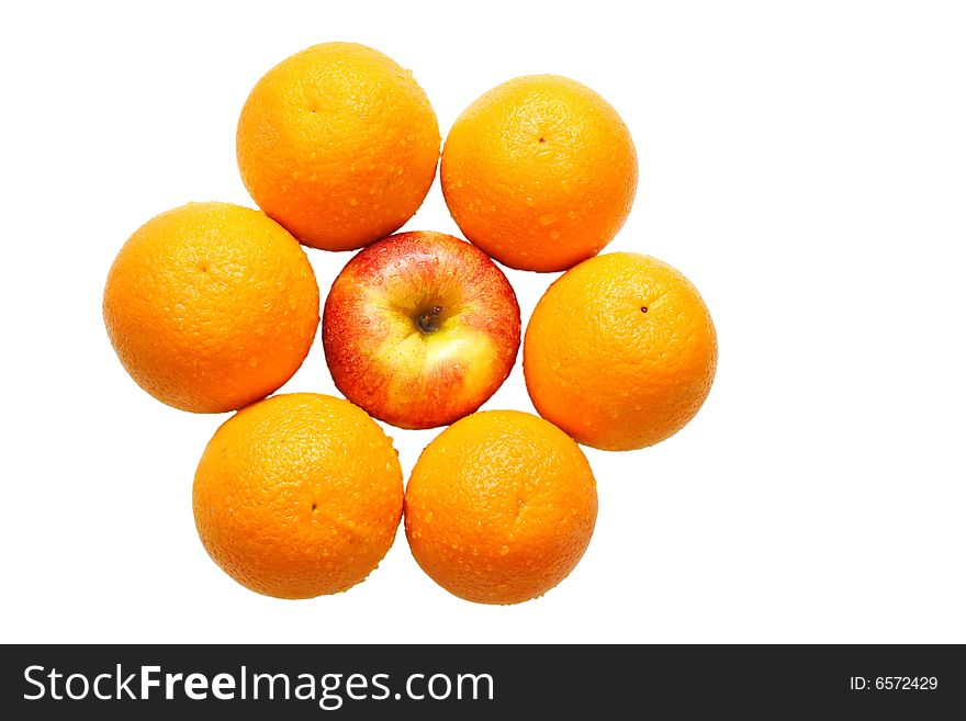 Apples and oranges isolated on a white background. Apples and oranges isolated on a white background