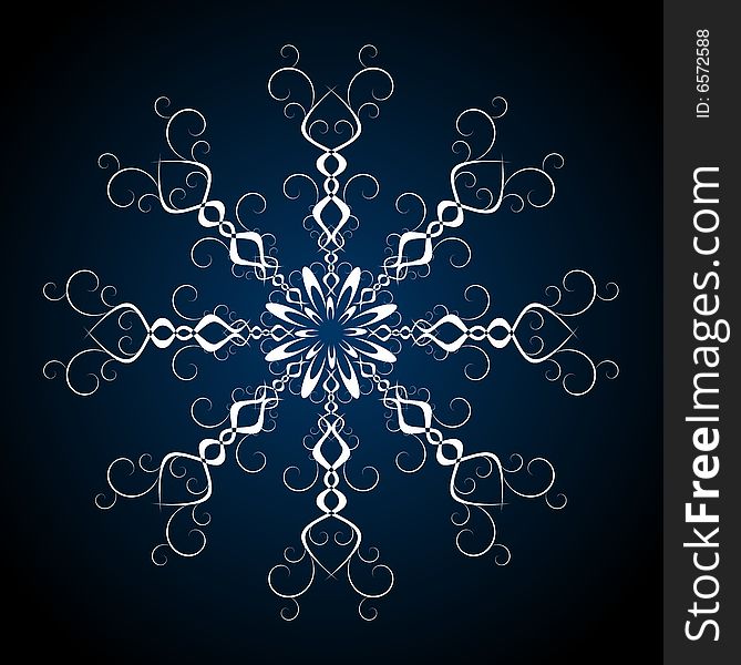 Snowflake isolated on blue  background. Snowflake isolated on blue  background