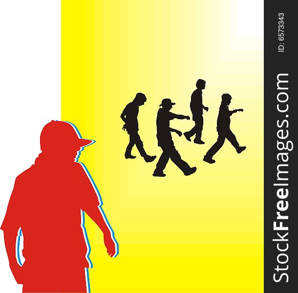 Color silhouettes of young people. Color silhouettes of young people