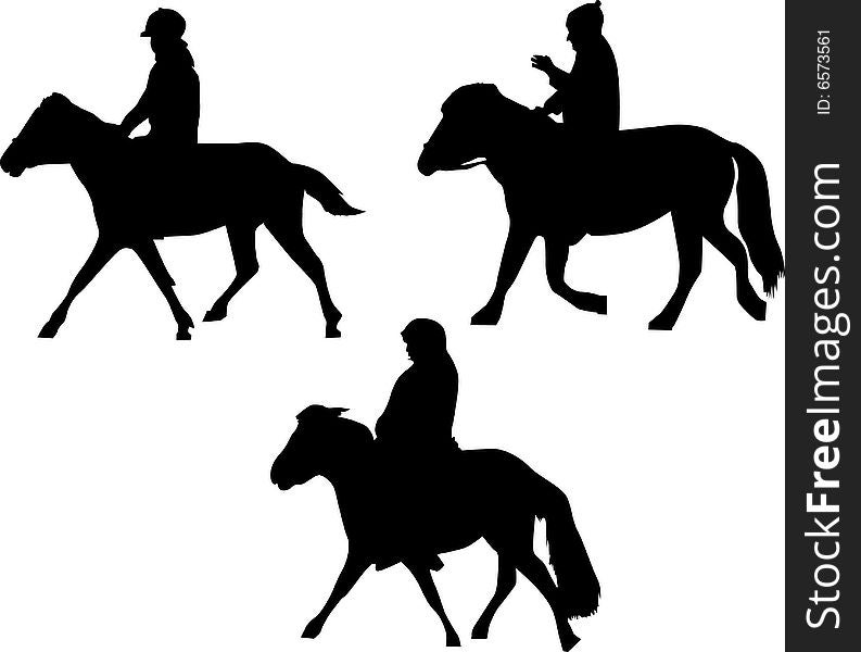 Illustration with three horsemen silhouettes on white background