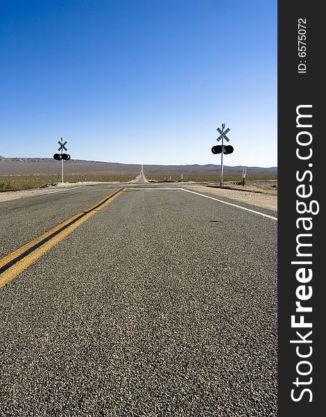 A point were a train has the ability to cross the road in death valley. A point were a train has the ability to cross the road in death valley