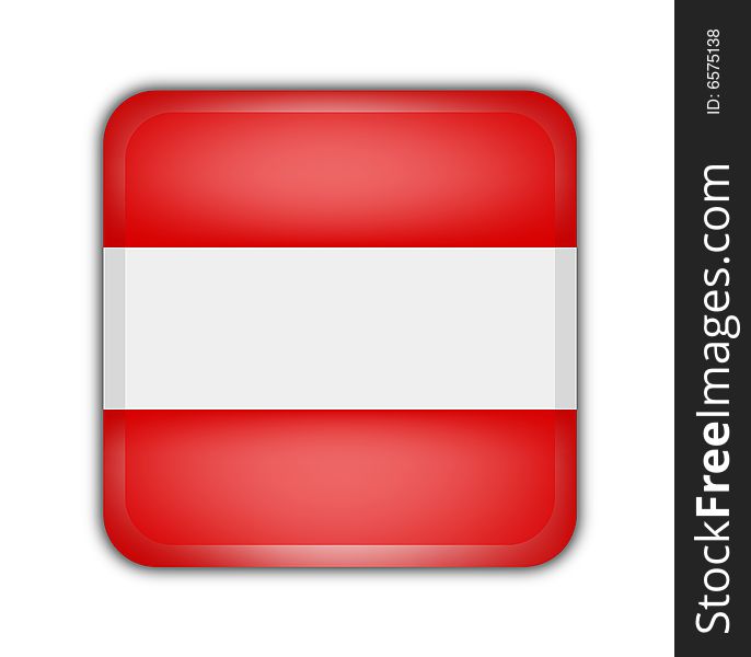 Flag of austria, square button on white background