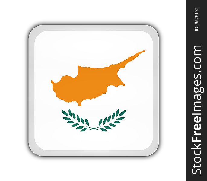 Flag of cyprus, square button on white background