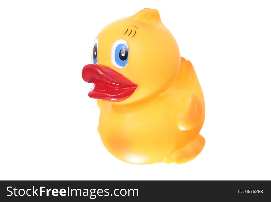 Classic, Retro Yellow Rubber Ducky isolated on white ground. Classic, Retro Yellow Rubber Ducky isolated on white ground