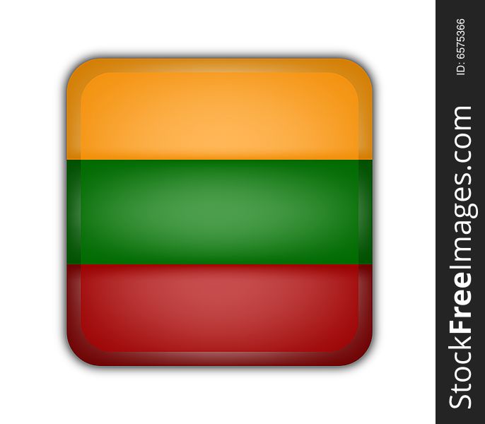 Flag of lithuania, square button on white background