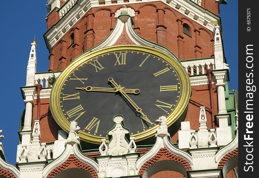 Shoot of red square, shot of spaskaya tower clocks, Moskow. Shoot of red square, shot of spaskaya tower clocks, Moskow