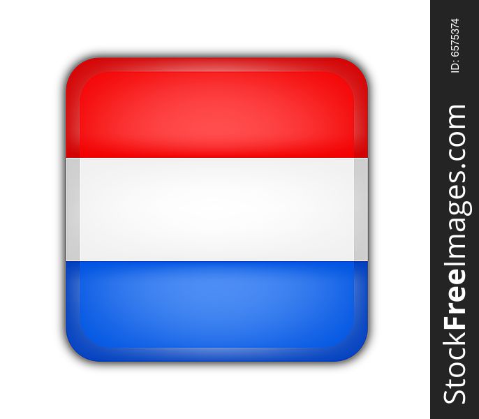 Flag of luxembourg, square button on white background