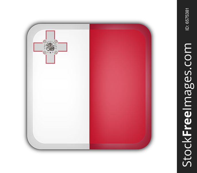 Flag of malta, square button on white background