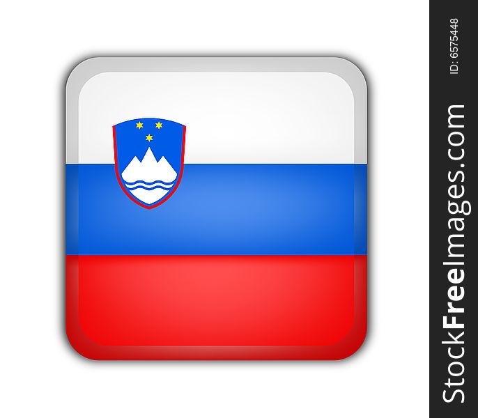 Flag of slovenia, square button on white background