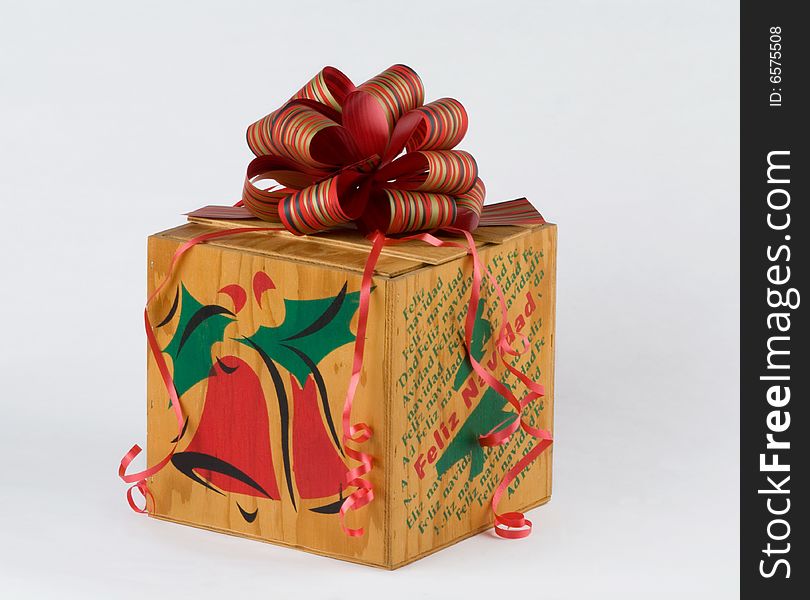 Christmas Gift Box with Red Ribbon