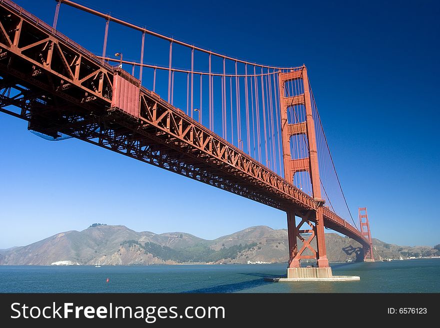 The golden gate bridge taken from up close. The golden gate bridge taken from up close