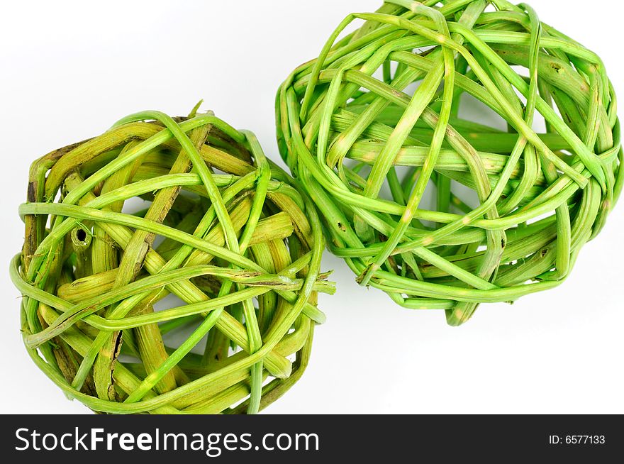 Wicker balls - macro isolated on white