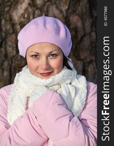 Smiling Girl In Pink Beret