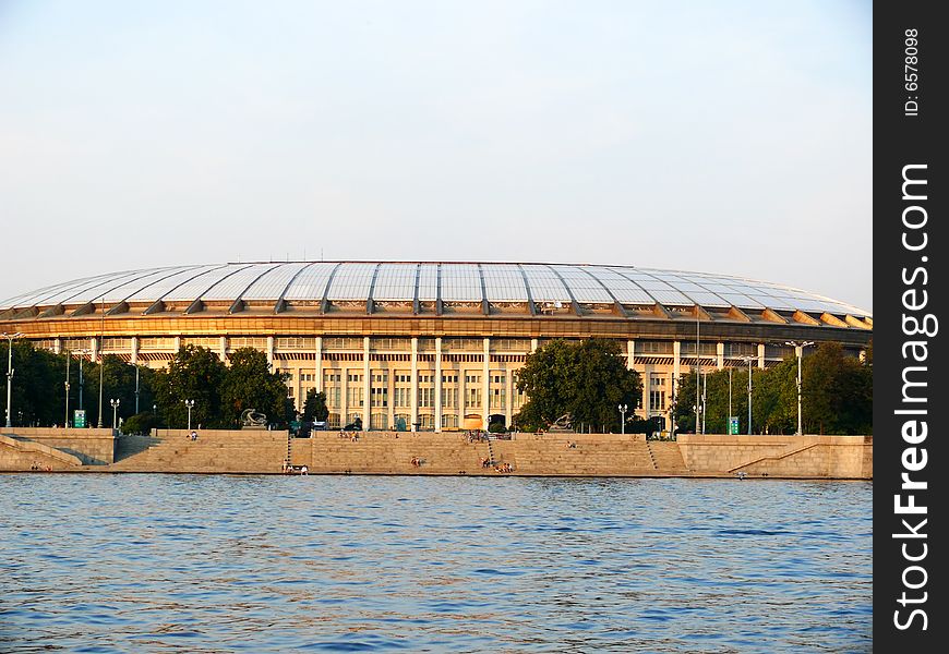 Building of a sports complex on coast of the river