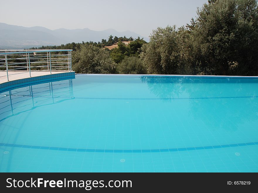Landscape by swimming pool on mountain
