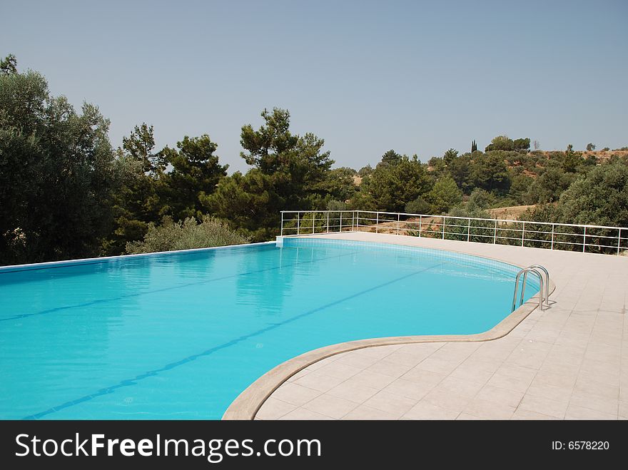 Landscape by swimming pool on mountain