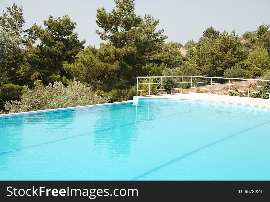 Landscape by swimming pool on mountain