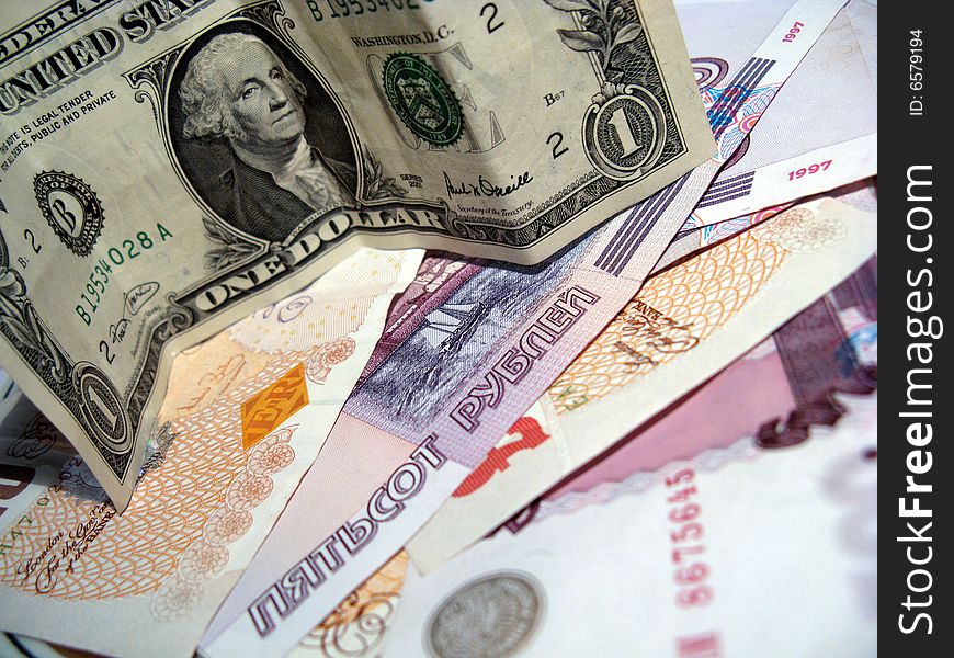 Currency of different countries (pounds, roubles, dollars)