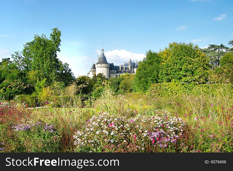 Beautiful park territory of Chaumont castle in Loire valley. Beautiful park territory of Chaumont castle in Loire valley