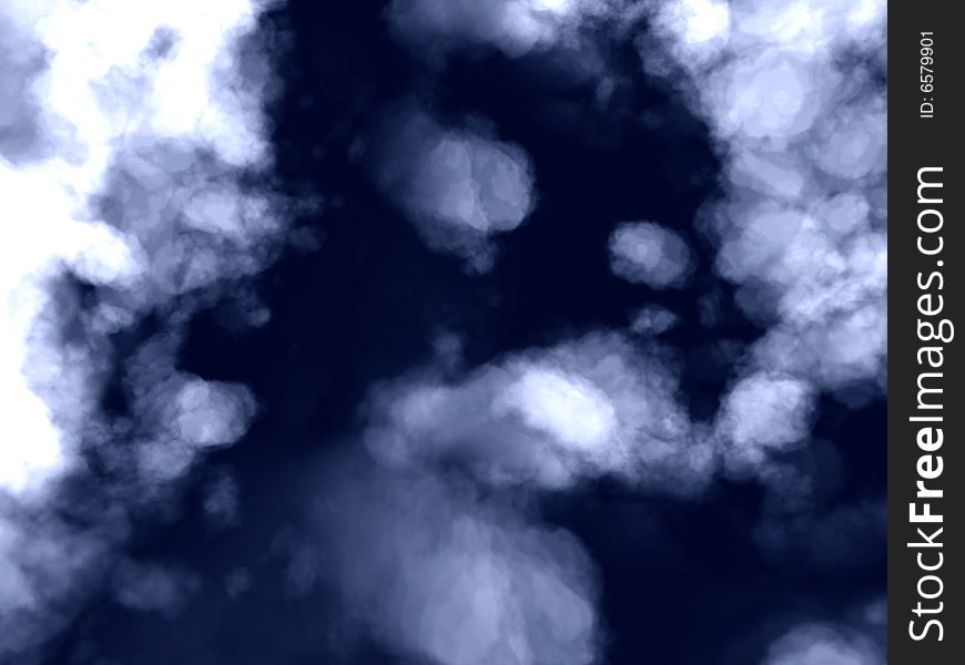 Lots of bright white clouds in a dark blue sky