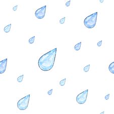 Rain. Blue Drops Isolated On A White Background. Watercolor Drawing. Handwork. Seamless Pattern For Design Royalty Free Stock Image Rain. Blue Drops Isolated On A White Background. Watercolor Drawing. Handwork. Seamless Pattern For Design Royalty Free Stock Image