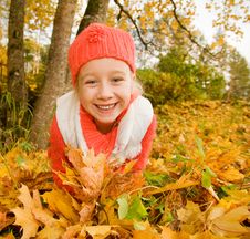 Little Girl With Autumn Leaves Royalty Free Stock Photography Little Girl With Autumn Leaves Royalty Free Stock Photography