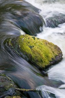 Stone In The Falling Rough River Stock Photography