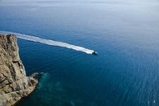 Speedy Motorboat Aerial View Royalty Free Stock Images