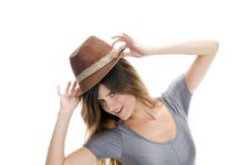 Smart Female Wearing Hat Stock Photos