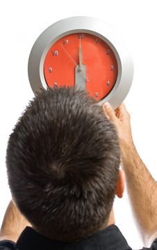 Young Man From Behind Lookin At Big Watch Stock Photos Young Man From Behind Lookin At Big Watch Stock Photos