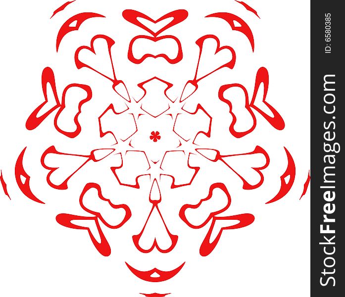 Decorative  snowflake of red color