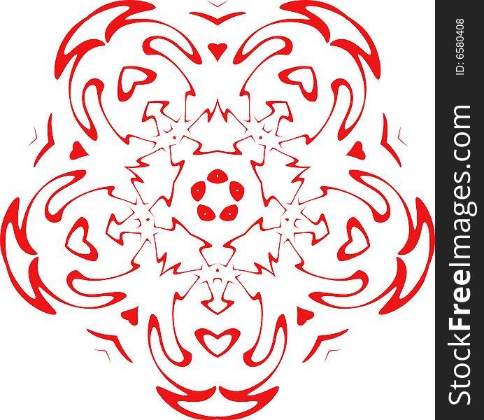 Decorative  snowflake of red color